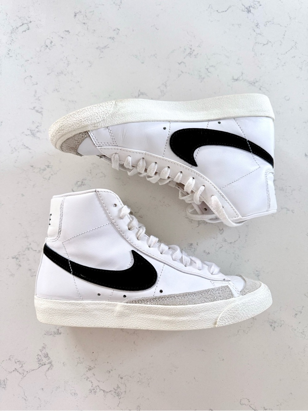 Nike Blaze 77 White High-Top Sneakers with Black Swoosh